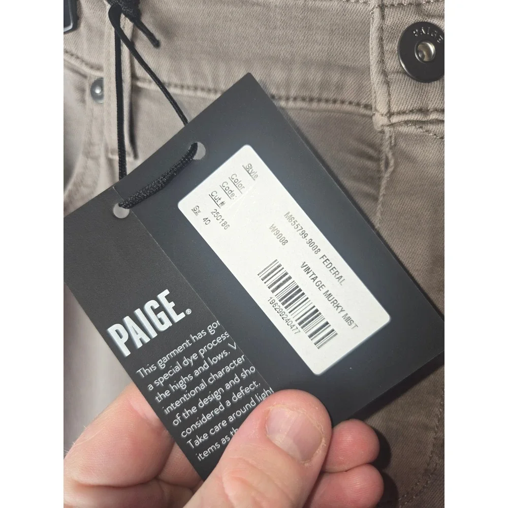 PAIGE FEDERAL Slim Straight‎ Jeans Pants MENS SIZE 40 Vintage Murky Mist